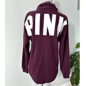 Victoria's Secret Pink Burgundy Pullover Half Zip Sweatshirt Jacket size XS